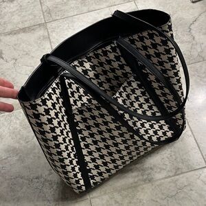 Kate Spade Black and White Houndstooth Tote Bag